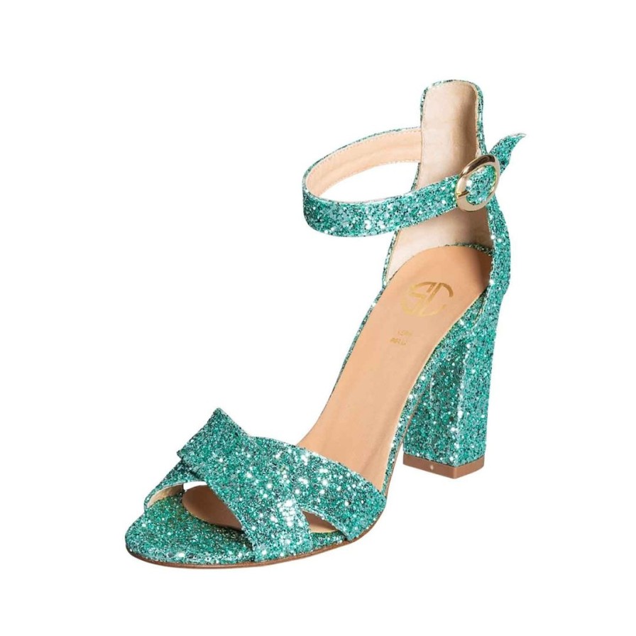 Autunno Inverno STUDIO CREAZIONI | Sandali Glitter Verde Tacco 9 Cm