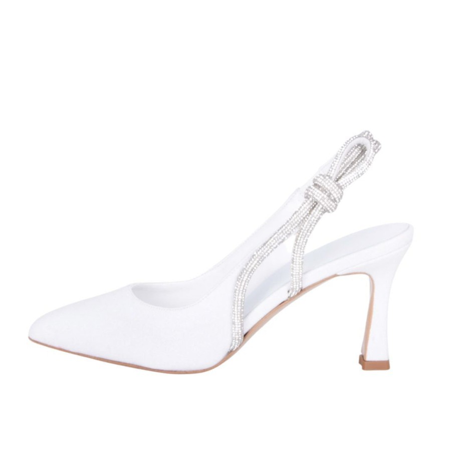 Scarpe Da Sposa STUDIO CREAZIONI | Slingback Bianchi Con Strass