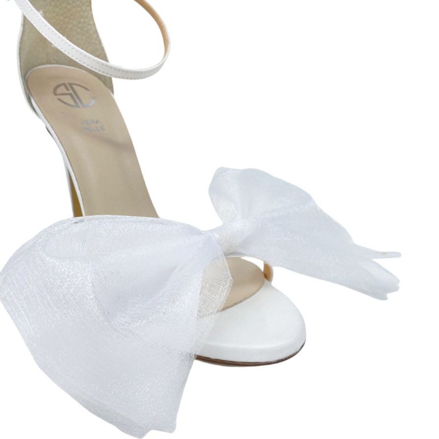 Scarpe Da Sposa STUDIO CREAZIONI | Sandali Sposa Tacco Alto Con Fiocco In Organza