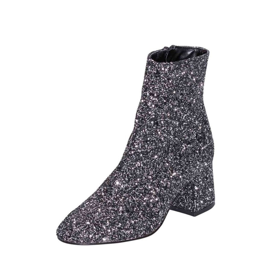 Autunno Inverno STUDIO CREAZIONI | Lola Stivaletti Con Tacco Basso In Glitter Nero