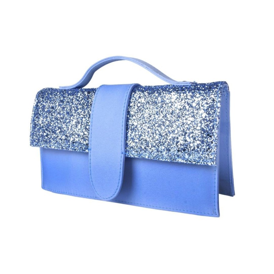 Borse STUDIO CREAZIONI | Borsa A Mano In Glitter E Raso Turchese