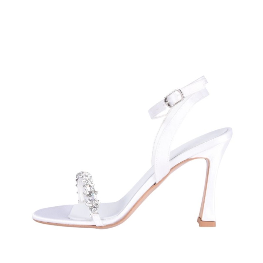 Scarpe Da Sposa STUDIO CREAZIONI | Sandali Gioiello Sposa Raso Bianco