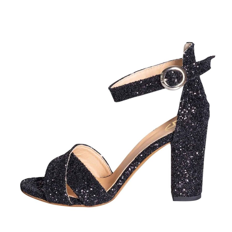 Autunno Inverno STUDIO CREAZIONI | Sandali Glitter Nero Tacco 9 Cm