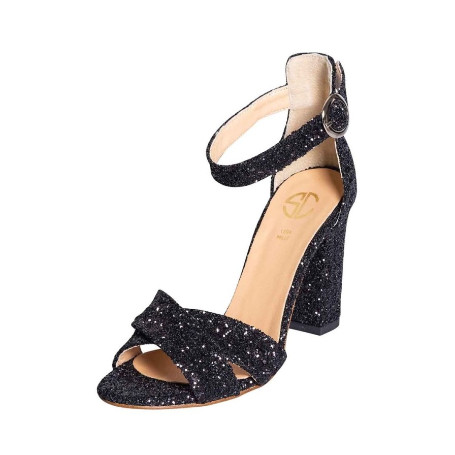 Autunno Inverno STUDIO CREAZIONI | Sandali Glitter Nero Tacco 9 Cm